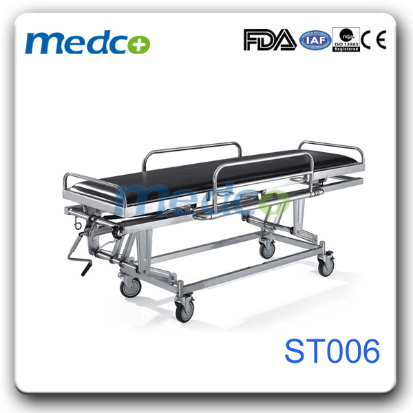 Stainless Steel Manual Hospital Emergency Ambulance Transfer Stretcher Trolley