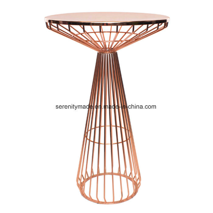 Modern Industrial Metal Frame Round Bar High Table