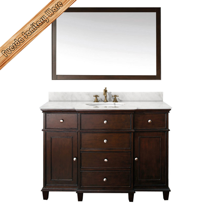 Top Quality Solid Wood Singel Sink Transitional Bathroom Cabinet Vanity