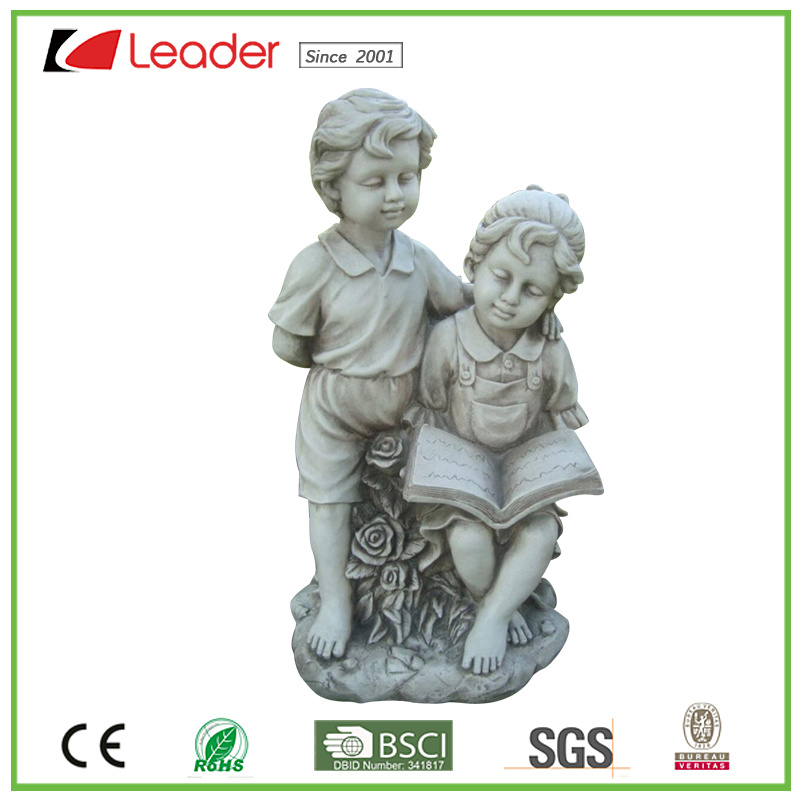 Elegant Best-Seller Polyresin Angel Boy and Girl Reading Book Garden Statue for   Outdoor Decoration