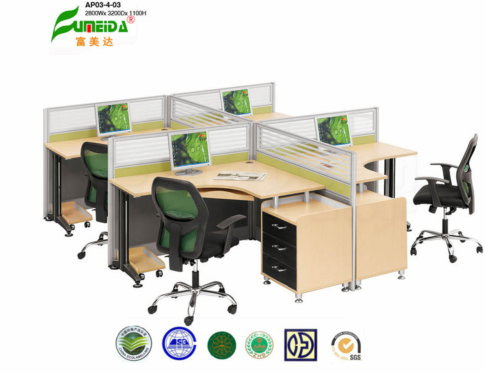 MFC Highe End Glass Screen Office Desk