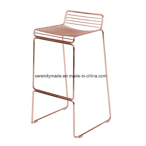 Cafe Bar Furniture Modern Metal Rose Gold Bar Stools