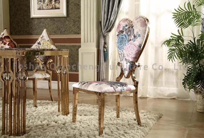 Modern Style Rose Gold Metal Frame Dining Chair