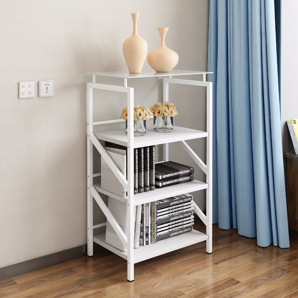 Simple Small Wood Steel Book Storage Rack