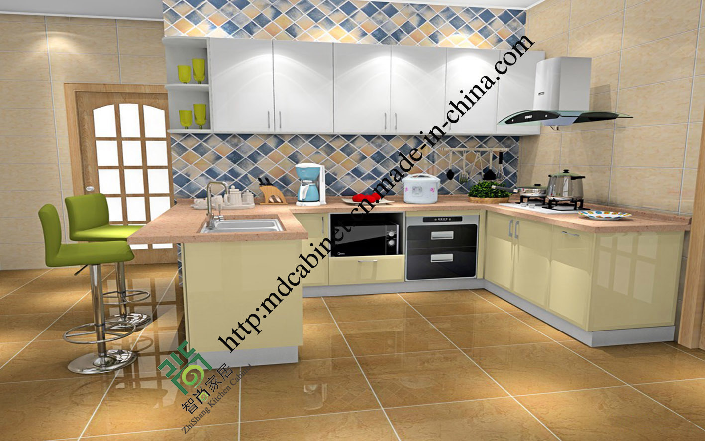 White Lacquer Modular Kitchen Cabinet Design (zs-452)