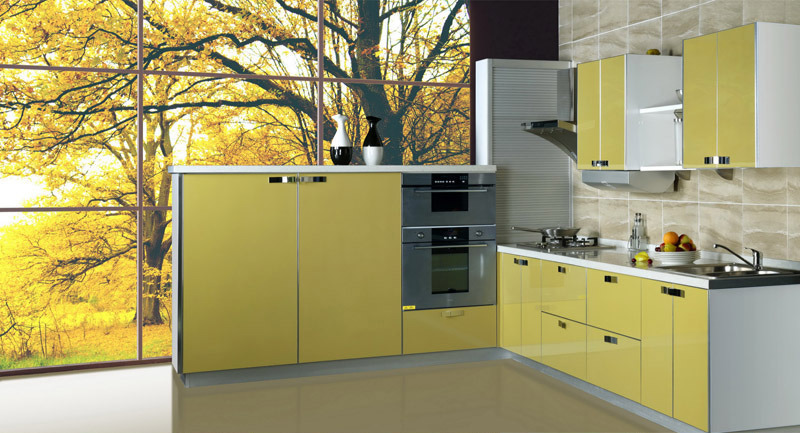 Glossy Laminated MDF Kitchen Furniture (zx-061)