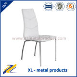 Comfortable Chrome Base White Leather Dining Chair