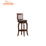 Modern Hotel Solid Rubber Wood High Swing Bar Chair / Stool