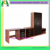 Black Gloss & Walnut 4 Piece Trio Bedroom Set/Wardrobe /Chest of Drawers