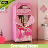 3 Doors Furniture Pink Cartoon Kids Canvas Wardrobe