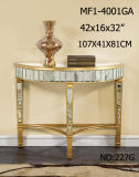 Half Moon Shape Side Table with Antique Mirror