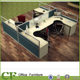 New L Shape Glass Dividers 4 Person Office Partition/Workstation Computer Table