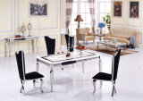 Concise Style Mirrored Dining Table with Stainless Steel Legs