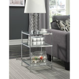 Living Room Sofa Bookshelf Stainless Steel with Glass Coffee Table