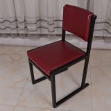 Wooden Frame Red Faux Leather Restaurant Dining Chair for Hampton Inn Hotel Furniture