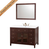 Fed-1007 Integrated Ceramic Wash Basin Free Standing Stain Finishing Glass Door Bathroom Cabinet