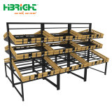 Wooden Fruits and Vegetables Display Rack for Supermarket