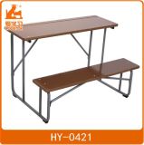 Double Wood Table and Chair of Metal School Furniture