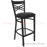 Black X Back Metal Restaurant Barstool with Vinyl Seat