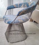 Leisure Dining Restaurant Cushion Outdoor Metal Steel Wire Chair