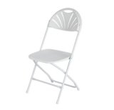 Moon Back Easy Take White Plastic Folding Chair