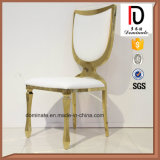 Elegant High Class White Leather Gold Frame Stainless Steel Dining Chair