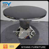 Stainless Steel Round Table Balck Glass Dining Table