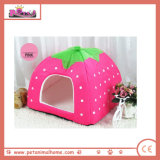 Short Plush Strawberry Shape Double Use Pet House in Pink