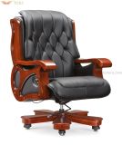 Wooden Executive Genuine Leather CEO Chair Home Office Furniture (A-012)