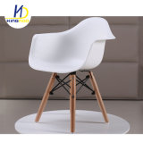 Upholstered Modern Armrest Kids Emes Plastic Dining Chair with Wood Leg
