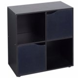 Modern 4 Cubes Bookshelf with Door Bookcase