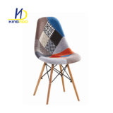 Upholstered Modern Fabric Emes Plastic Dining Chair with Wood Leg