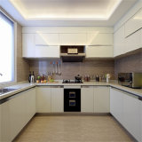 Foshan Custom Lacquer Finish Kitchen Cabinet with Quartz Countertop