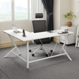 Home Office Furniture White Color L-Shaped Wooden Desk