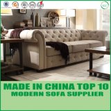 Linen Button Tufted Chesterfield Sofa