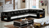 Black China Leather Sofa for Living Room Furniture (3215B)