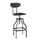 Black Color Adjustable Industrial Furniture Bar Stool with Back (FS-Scew14014-1)