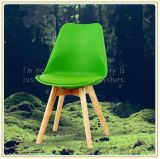 Chairs with Green PU Cover and Original Wooden Legs