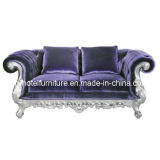 Chinese Wooden Silver-Leaf Classical Fabric Sofa