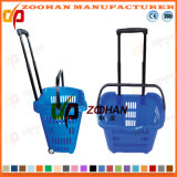 Good Price Plastic Shopping Basket with Draw Bar (Zhb22)