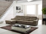 L Shape Top Leather Streamline Sofa with Single Seat