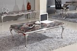 Modern Living Room Furniture Marble Top Stainless Steel Base Coffee Table