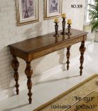 Black Wood Console Table with Caved Shape