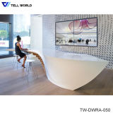 SPA Reception Desk in White Vinyl or Leather High Gloss Reception Desk Hair Salon Reception Cashier Desks