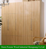 Five Doors Light Walnut Wardrobe Closet.