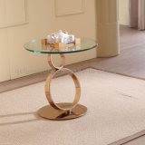 Fancy Rose Golden Stainless Steel Glass Side Table