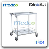 Top Sale! Medical 2 Layers Stainless Steel Cart, Hospital Instrument Nursing Trolley