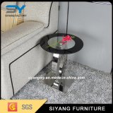 Living Room Furniture Glass Side Table Stainless Steel Corner Table