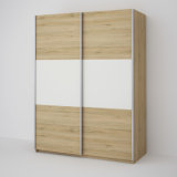 Wooden Light Oak Mix White Outer Sliding Wardrobe Closet (WB18)