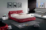 Modern Bedroom Genuine Leather Bed (SBT-5848)